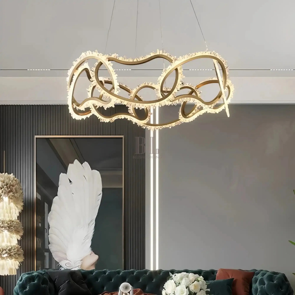 Rose Rock Crystal Multi - ring Chandelier Modern Chandelier Restaurant - casivra