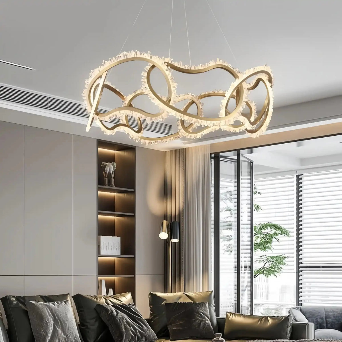 Rose Rock Crystal Multi - ring Chandelier Modern Chandelier Restaurant - casivra