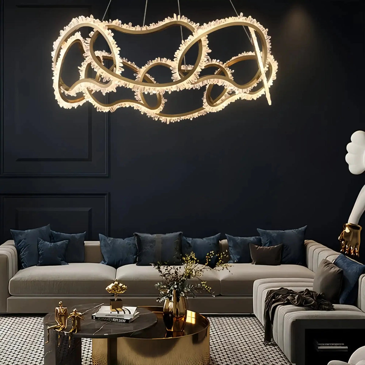 Rose Rock Crystal Multi - ring Chandelier Modern Chandelier Restaurant - casivra