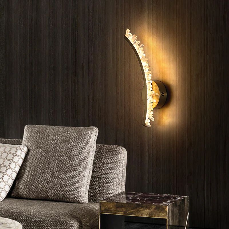 Rose Rock Crystal Wall Lamp Modern Crystal Wall Sconce - 4.7" W x 16.5" Hcasivra