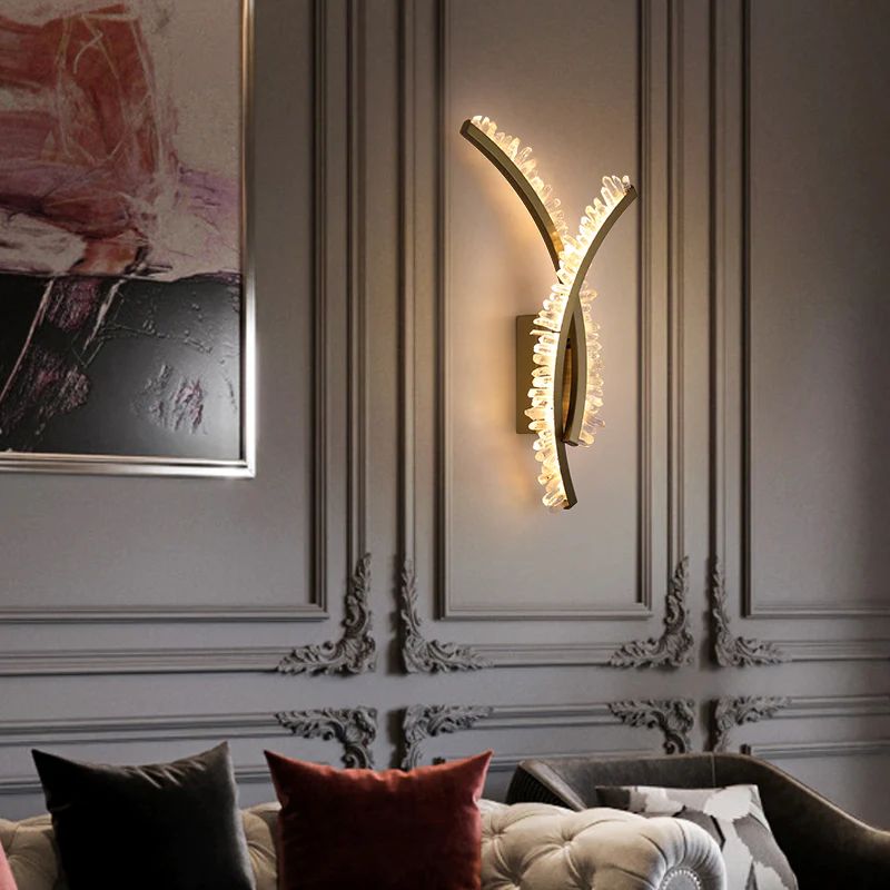 Rose Rock Crystal Wall Lamp Modern Crystal Wall Sconce - 4.7" W x 16.5" Hcasivra
