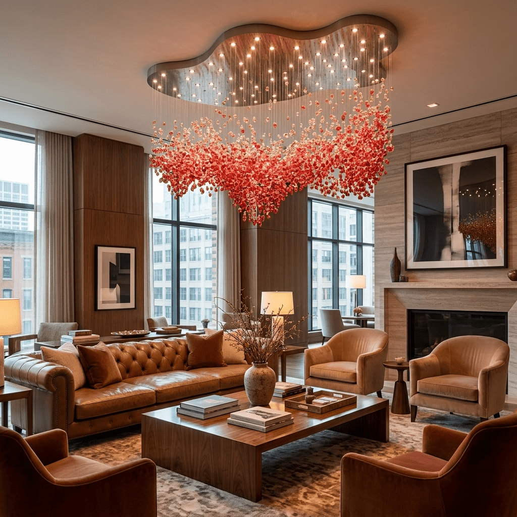 Roselle LED Glass Cascade Chandelier - L 94.5″ × W 61.4″ × H 86.6″RedWarm Lightcasivra