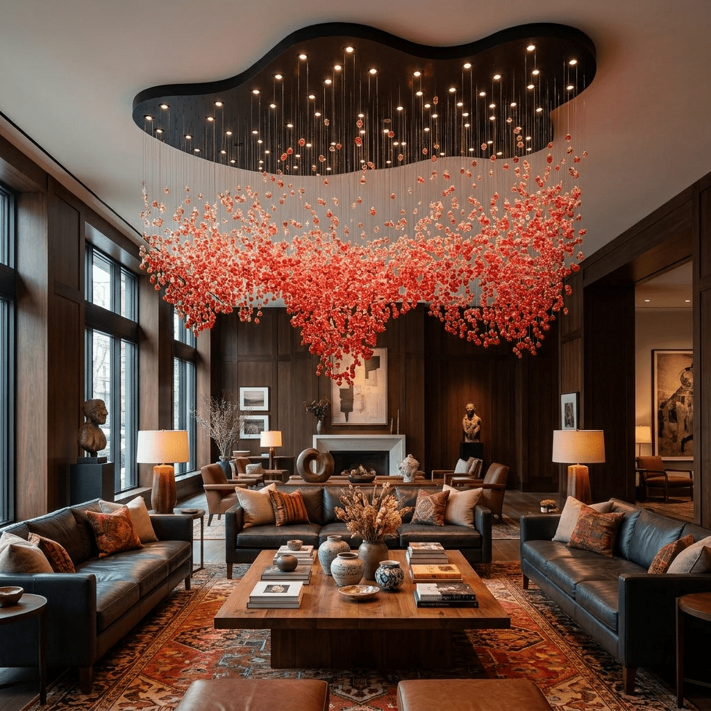 Roselle LED Glass Cascade Chandelier - L 157.5″ × W 102.4″ × H 104.3″RedWarm Lightcasivra