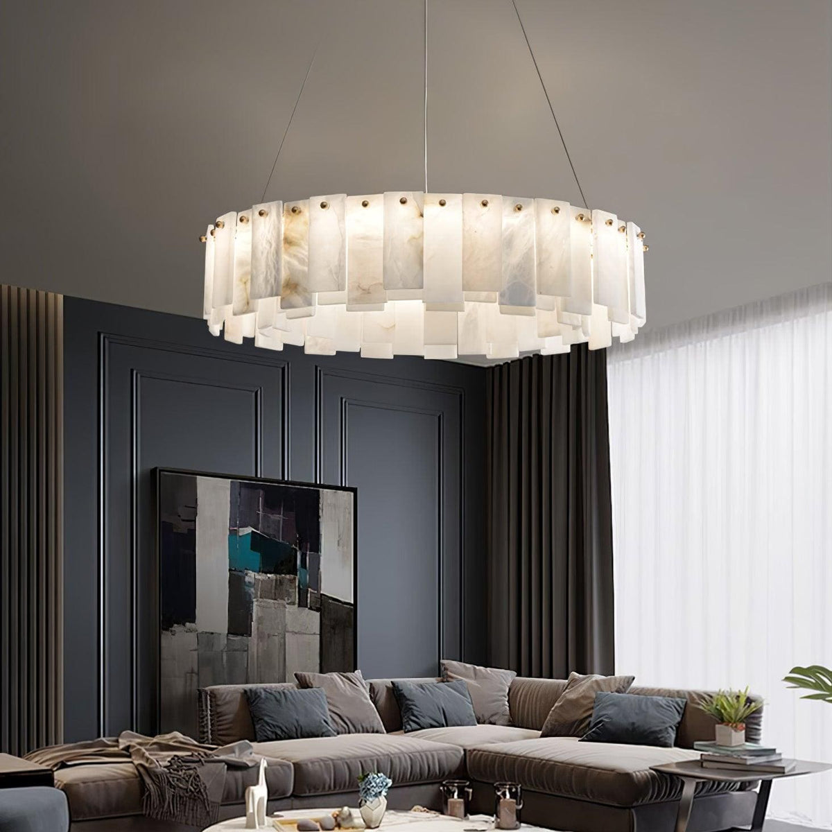 Round Alabaster Chandelier