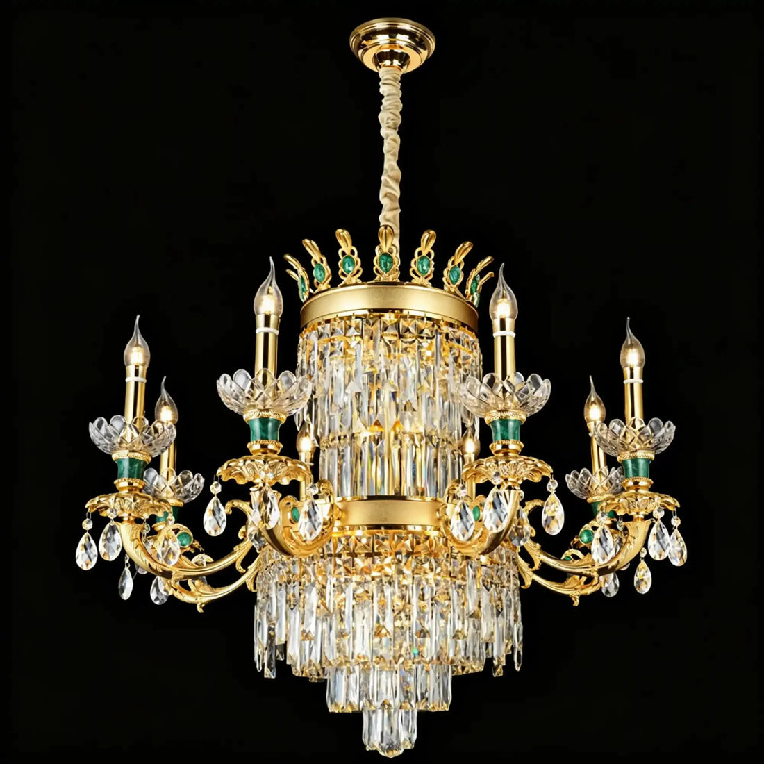 Royal Palace Crown Tiered Crystal Chandelier - 13Lights/D32.28"*H26.77"(D82cm*H68cm)Warm Lightcasivra