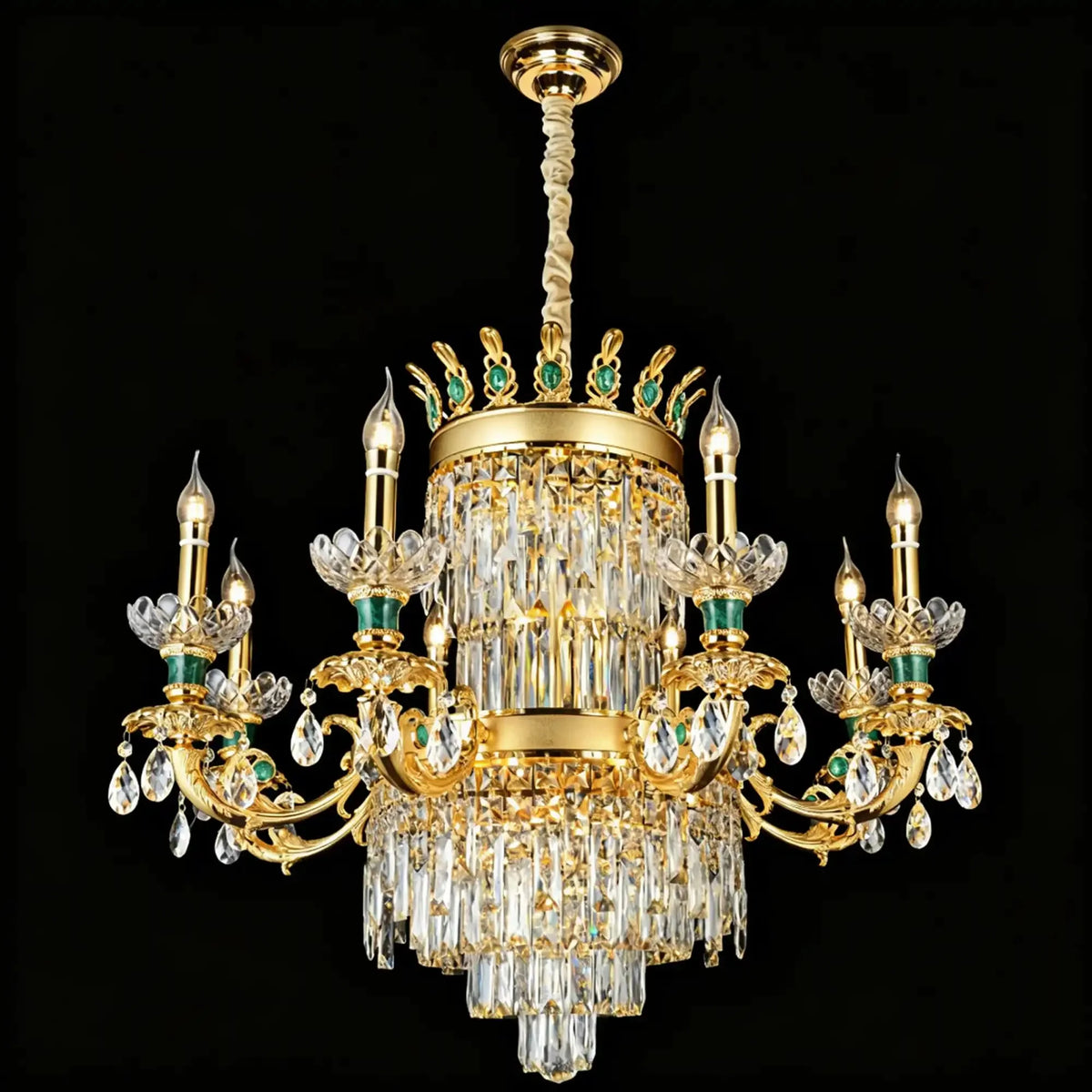 Royal Palace Crown Tiered Crystal Chandelier - 13Lights/D32.28"*H26.77"(D82cm*H68cm)Warm Lightcasivra