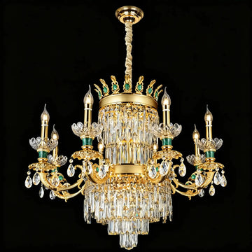 Royal Palace Crown Tiered Crystal Chandelier - 13Lights/D32.28"*H26.77"(D82cm*H68cm)Warm Lightcasivra