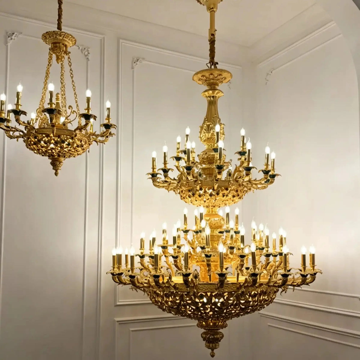 Royal Versailles Malachite Inlay Gilded Brass Candles Chandelier - Style D: D72.1"*H102.4" (D183cm*H260cm)/500kgWarm Lightcasivra