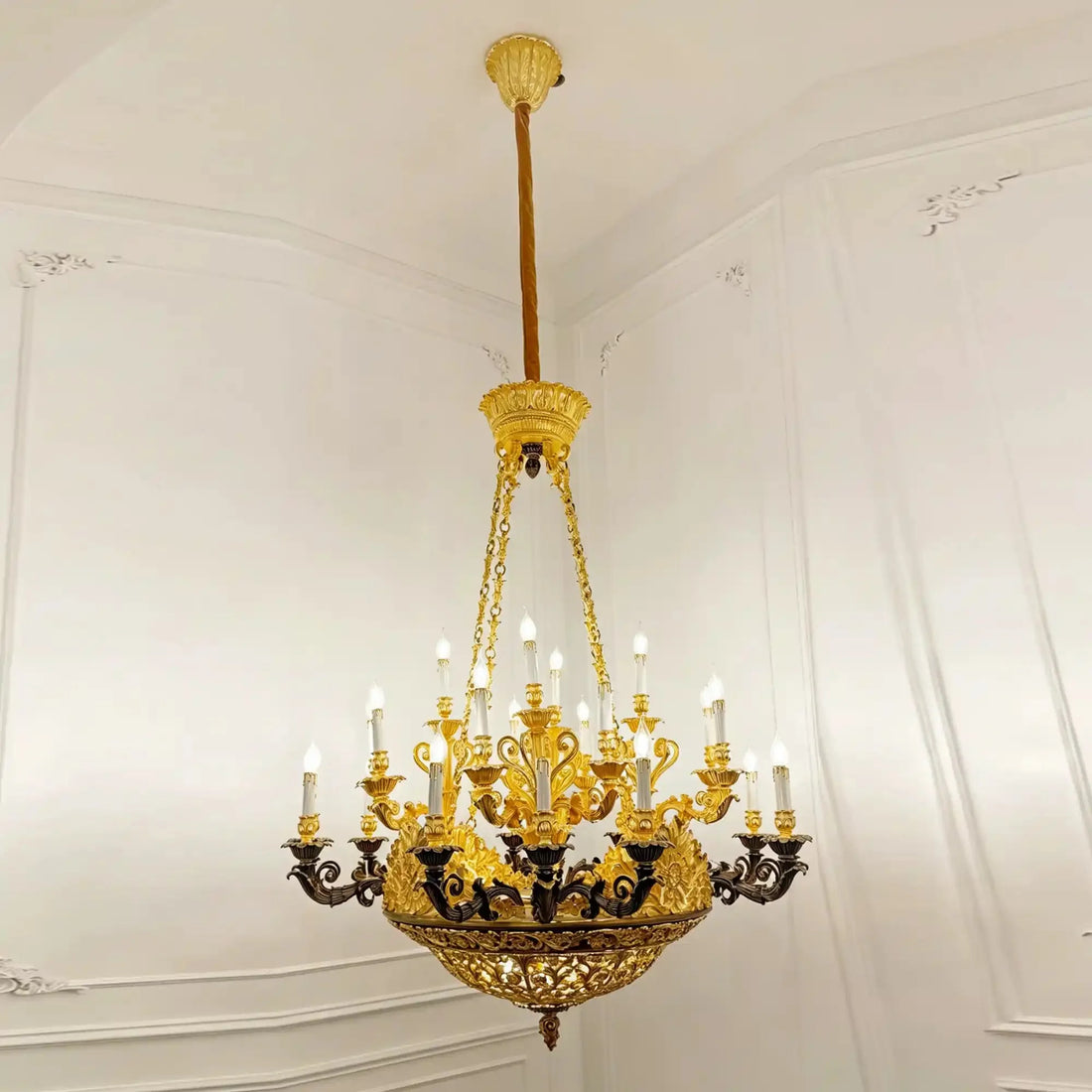 Royal Versailles Malachite Inlay Gilded Brass Candles Chandelier - Style A: D35"*H31.5" (D89cm*H80cm)/60kgWarm Lightcasivra