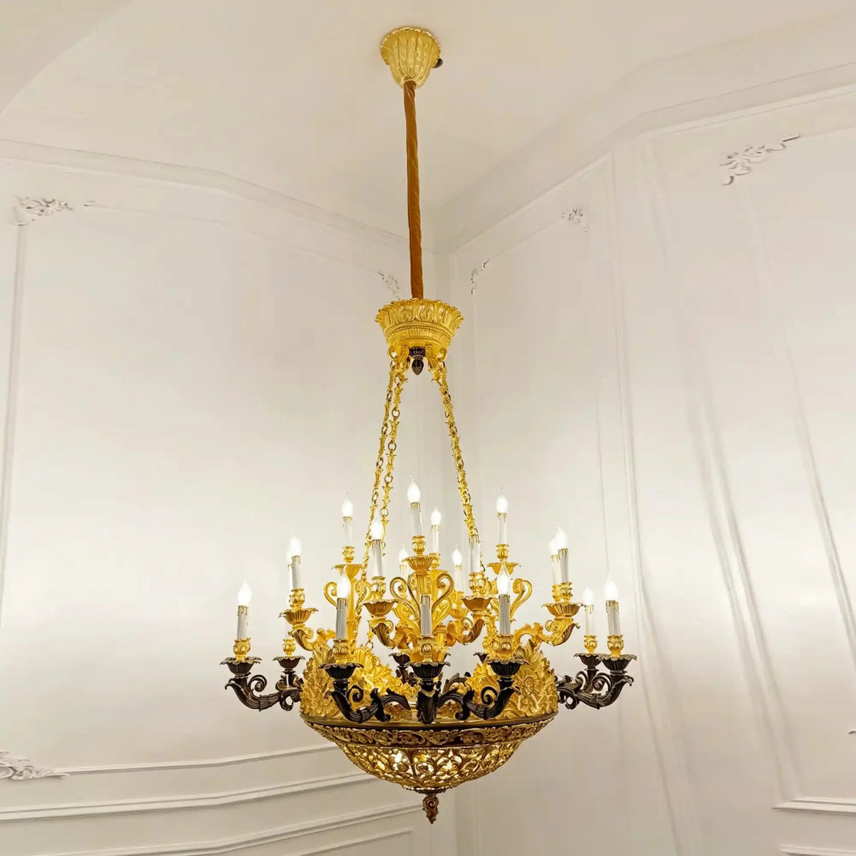 Royal Versailles Malachite Inlay Gilded Brass Candles Chandelier - Style B: D50.4"*H62.2" (D128cm*H158cm)/100kgWarm Lightcasivra