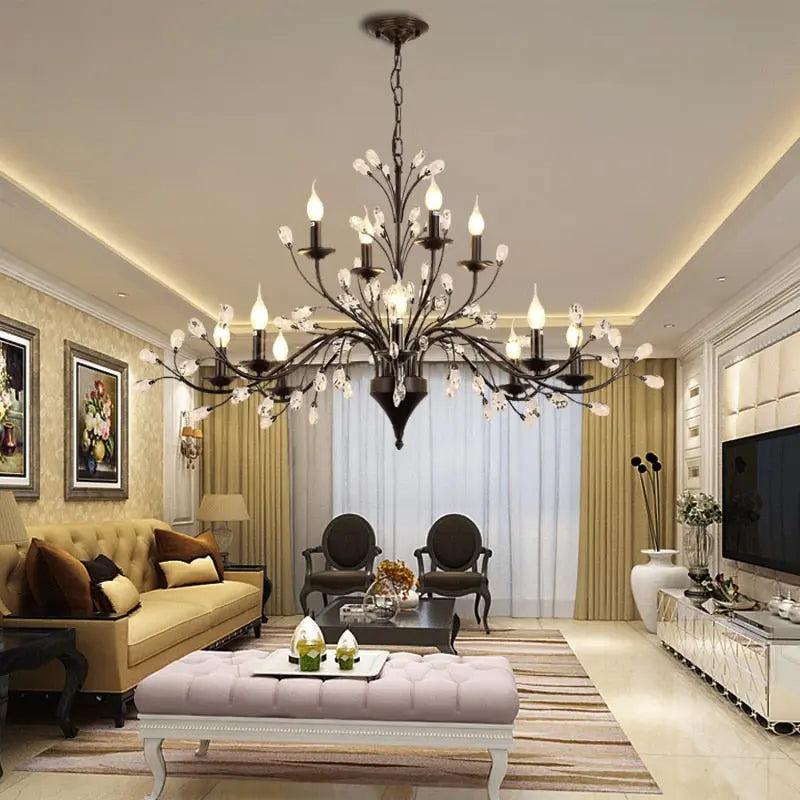 Rustic Wrought Iron Chandeliers 12 Lights - BlackDimmable Warm Light 3000Kcasivra