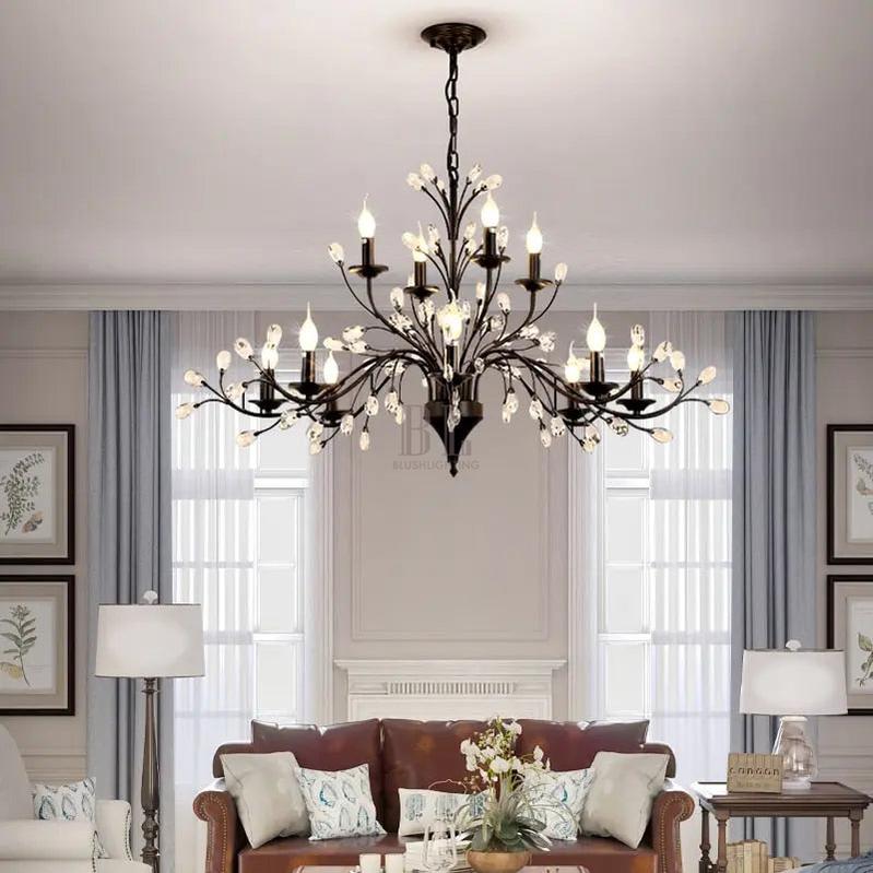 Rustic Wrought Iron Chandeliers 12 Lights - BlackCool Light 6000Kcasivra