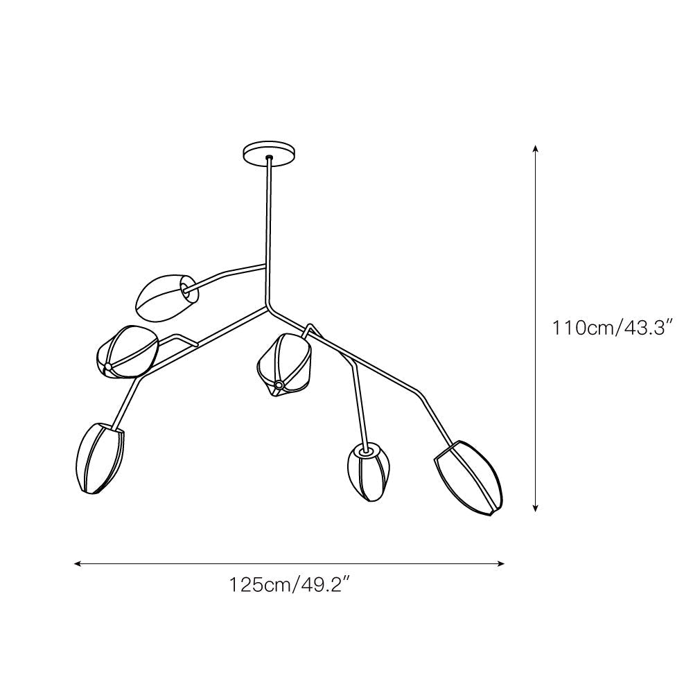 Sacura Chandelier - 6 lights L 49.2″ x W 39.4″ x H 43.3″Brass & Whitecasivra