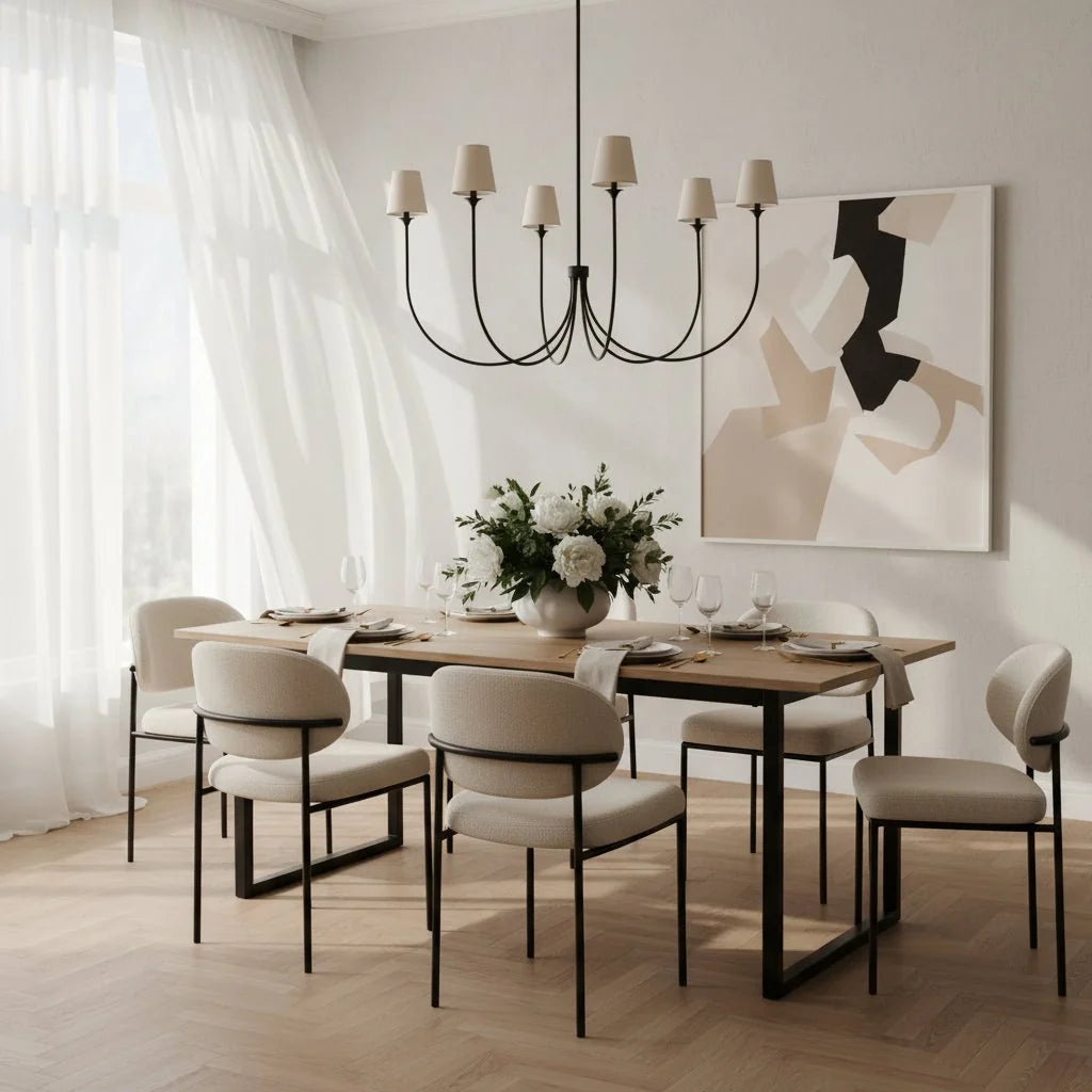 Saige Round Chandelier in brass - modern dining room lighting