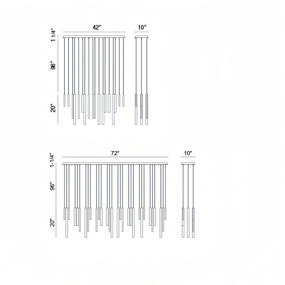 Santana Modern Linear Multi Light Pendant for Kitchen Island - 42"L x 10"W x 1.25"HAntique Brasscasivra