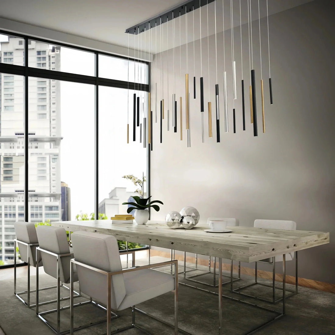 Santana Modern Linear Multi Light Pendant for Kitchen Island - 42"L x 10"W x 1.25"HAntique Brasscasivra