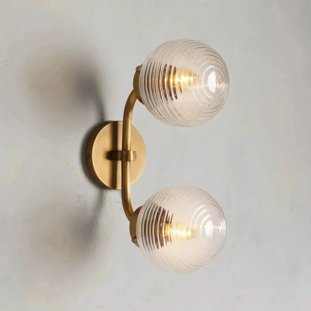 Selby Linear Glass Globe Two Head Wall Sconce - Nickelcasivra