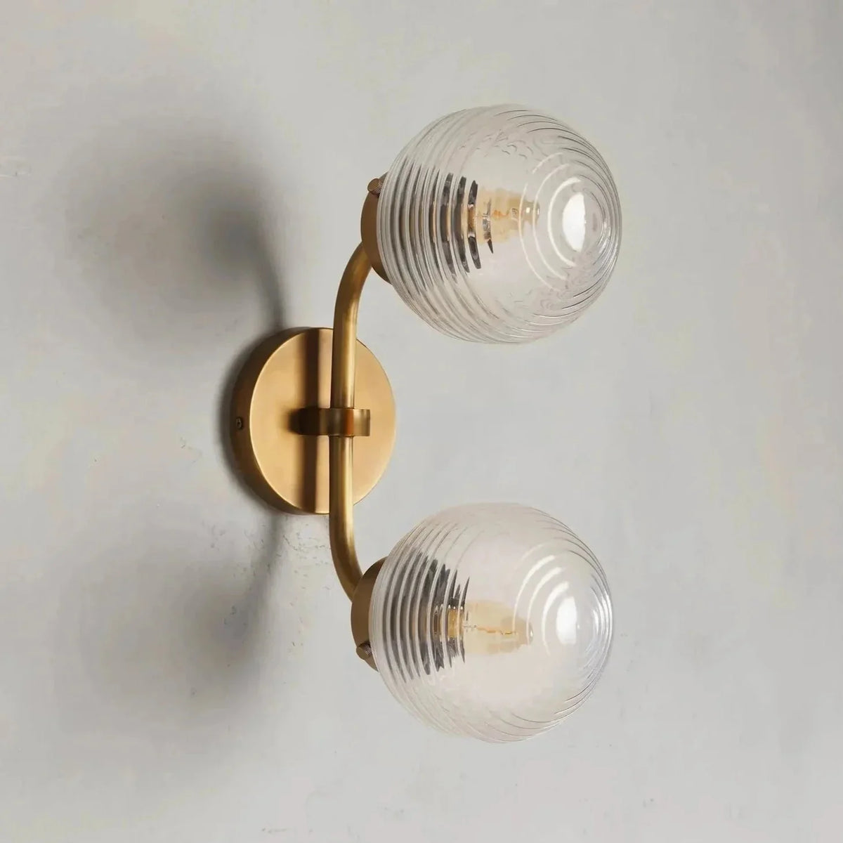 Selby Linear Glass Globe Two Head Wall Sconce - Nickelcasivra