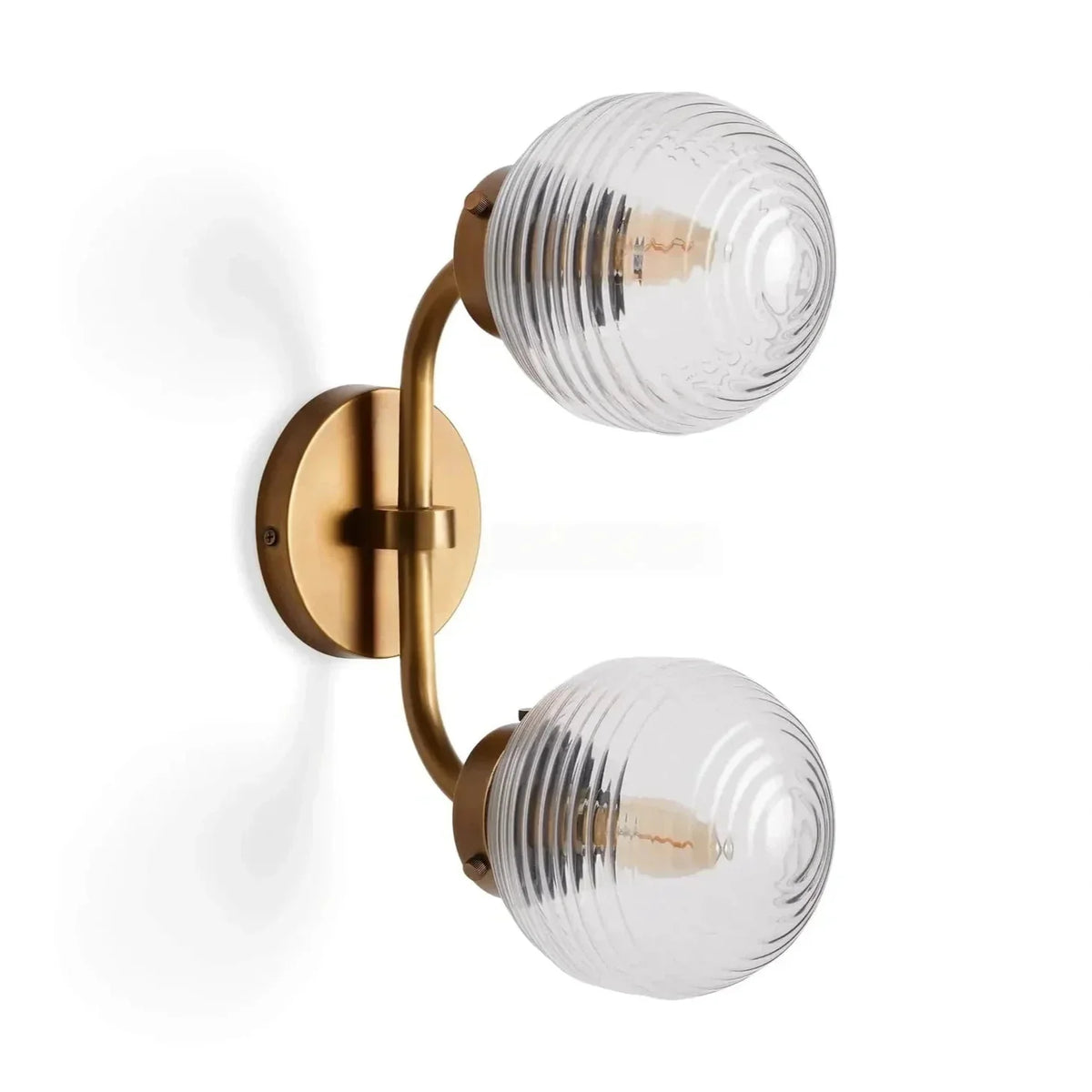 Selby Linear Glass Globe Two Head Wall Sconce - Brasscasivra