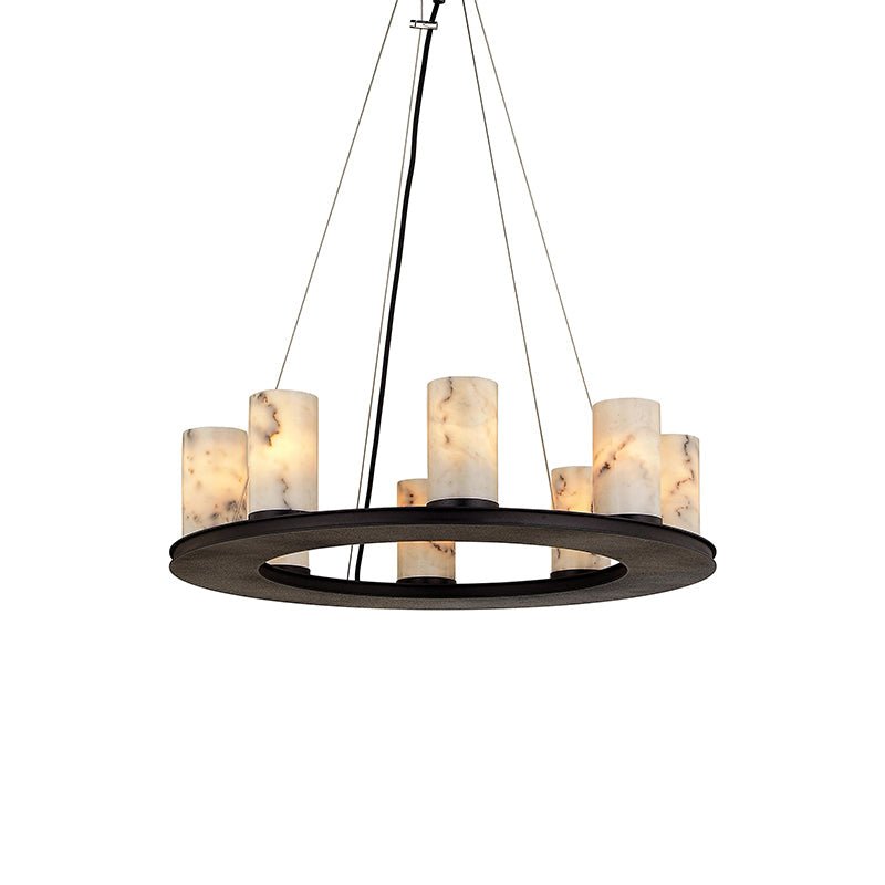 Scarlett Modern Round Industrial Candelabra Round Black Alabaster Chandelier - casivra