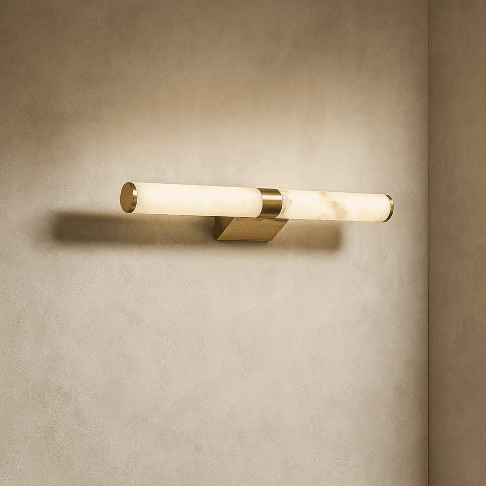 Altura marble and brass sconce side profile on a wall