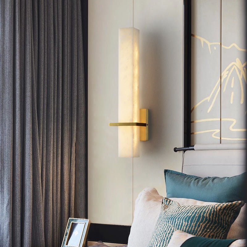 Serene Modern Alabaster Linear Wall Sconce - casivra
