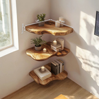 Modern Solid Wood Corner Shelf For Entryway Design And Display