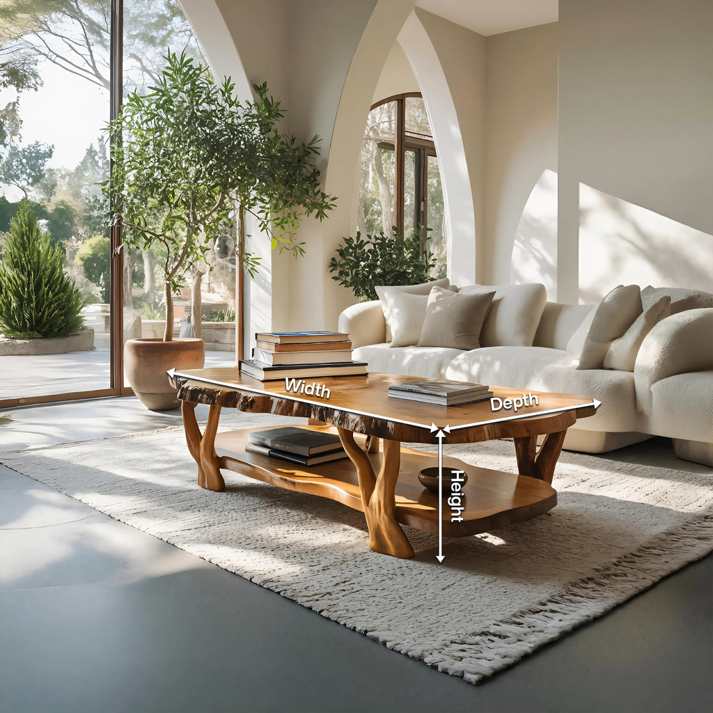 Contemporary Live Edge Coffee Table Two Layered Design For Living