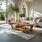 Contemporary Live Edge Coffee Table Two Layered Design For Living