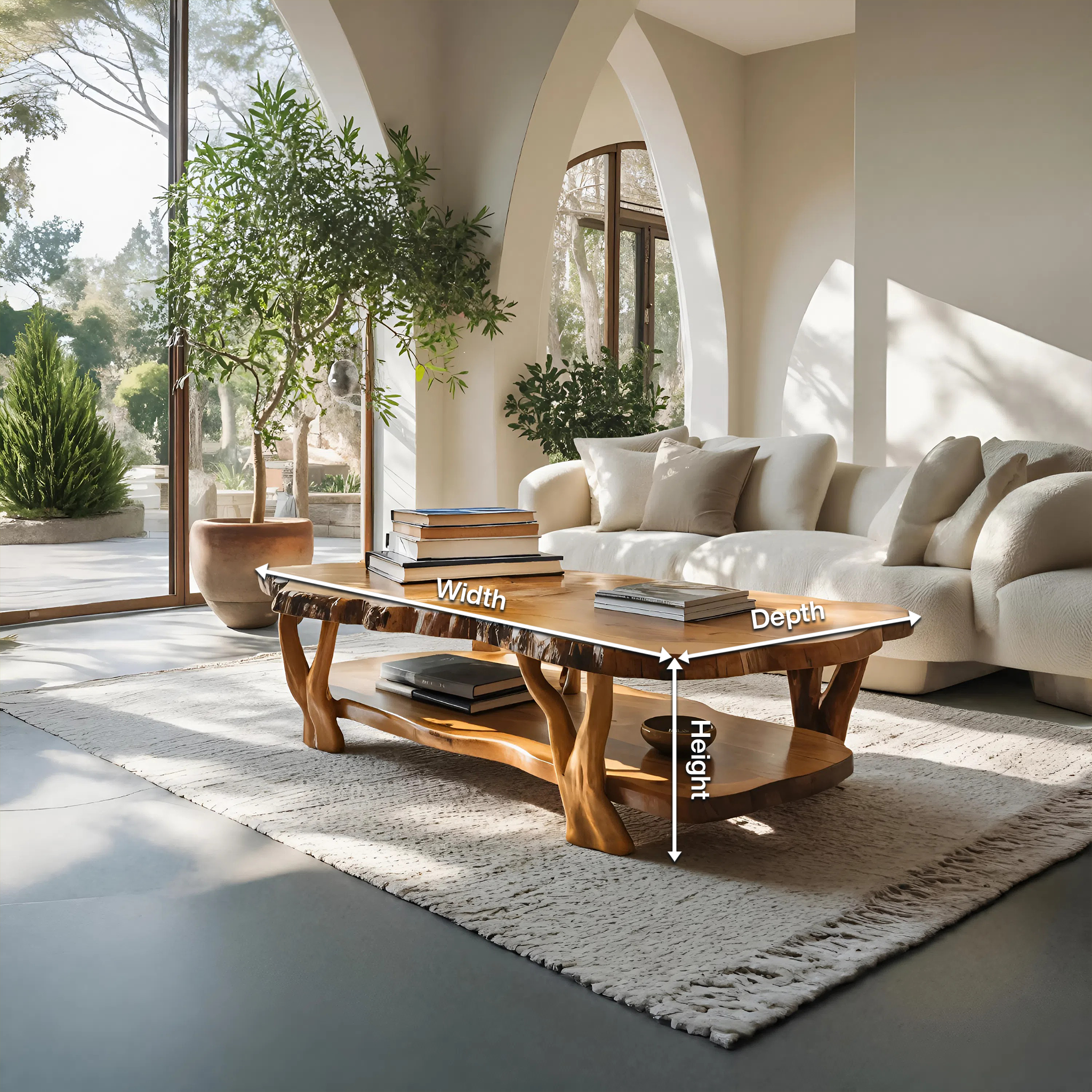 Contemporary Live Edge Coffee Table Two Layered Design For Living