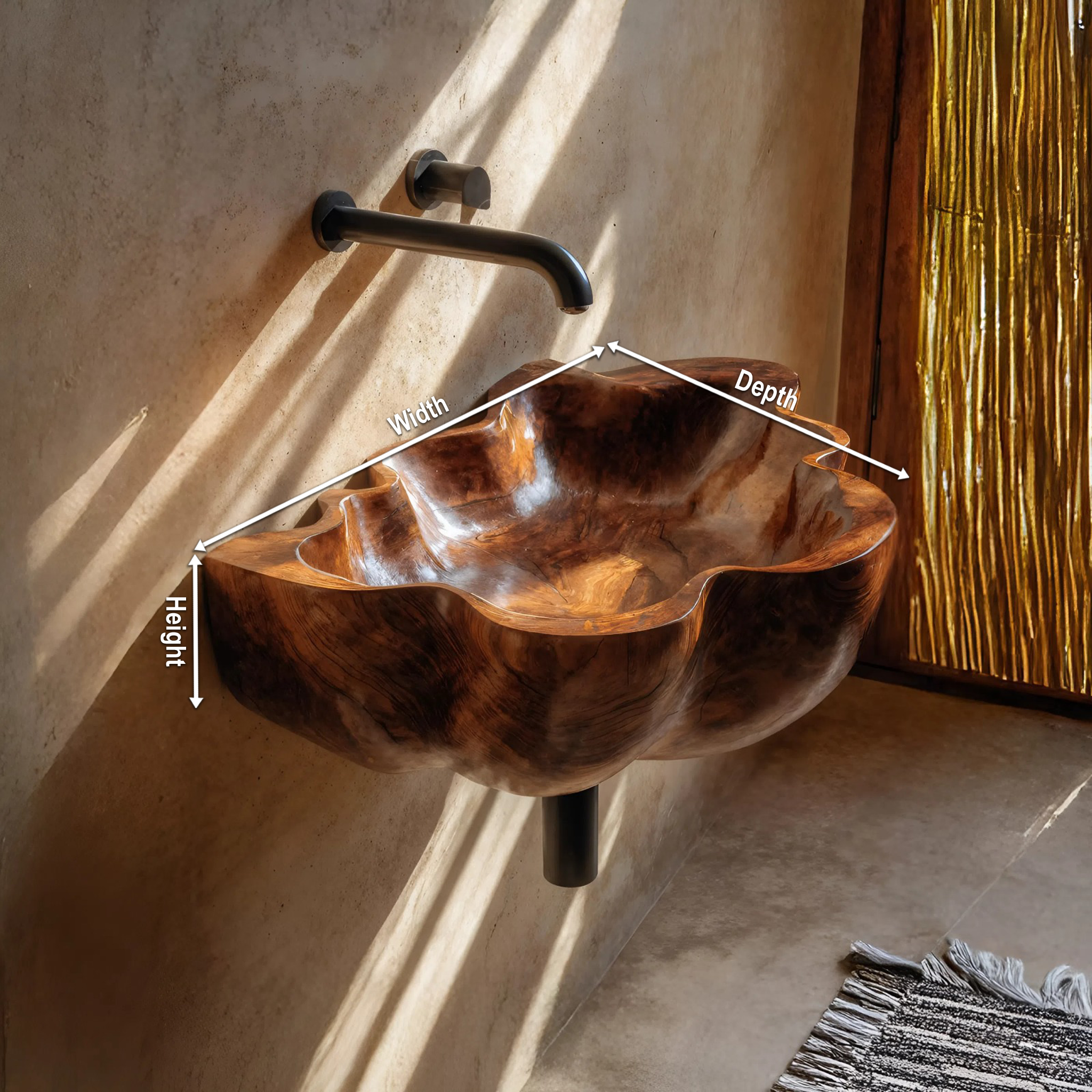 Handcrafted Live Edge Wood Basin For Unique Bedroom Vanity Decor