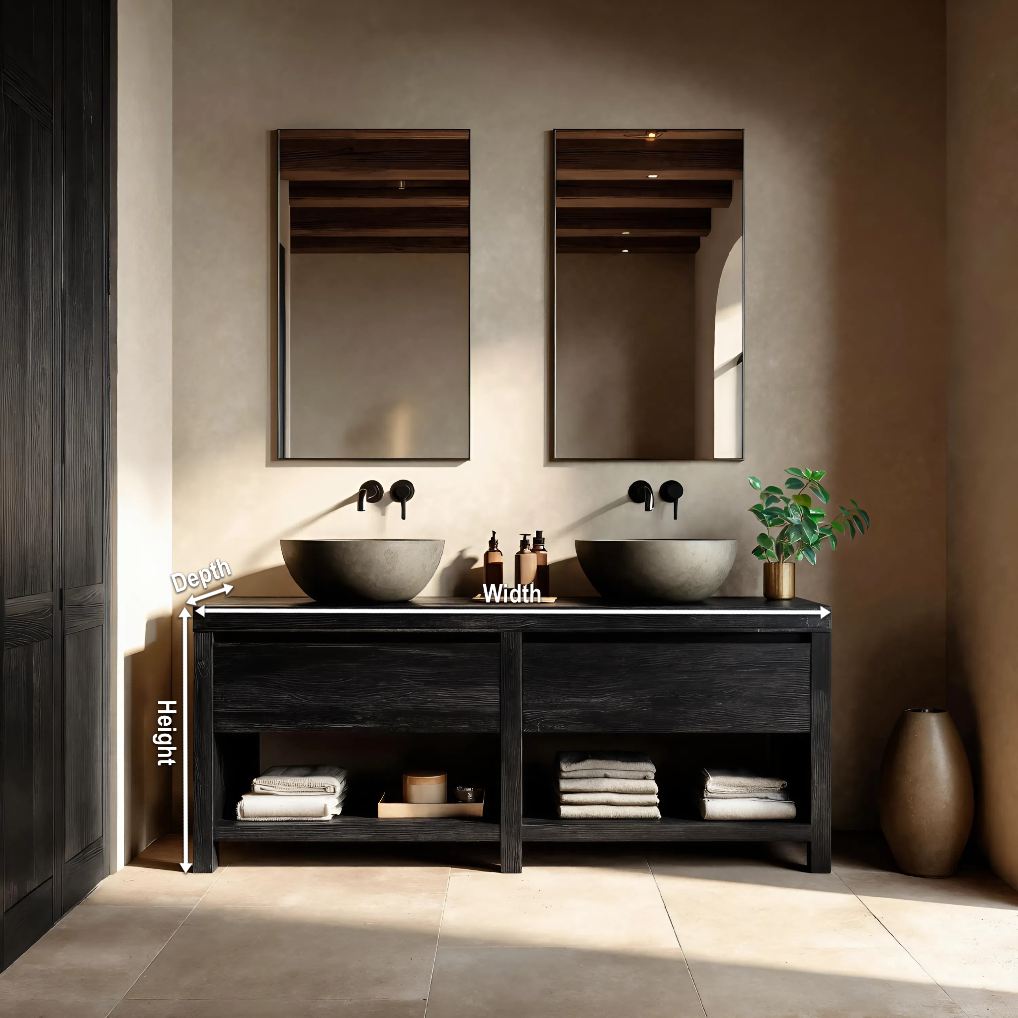 Luxury Bathroom Vanity With Open Shelf Storage For Bathroom