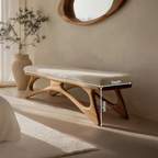 Modern Flowing Wood Bench For Furniture Accent