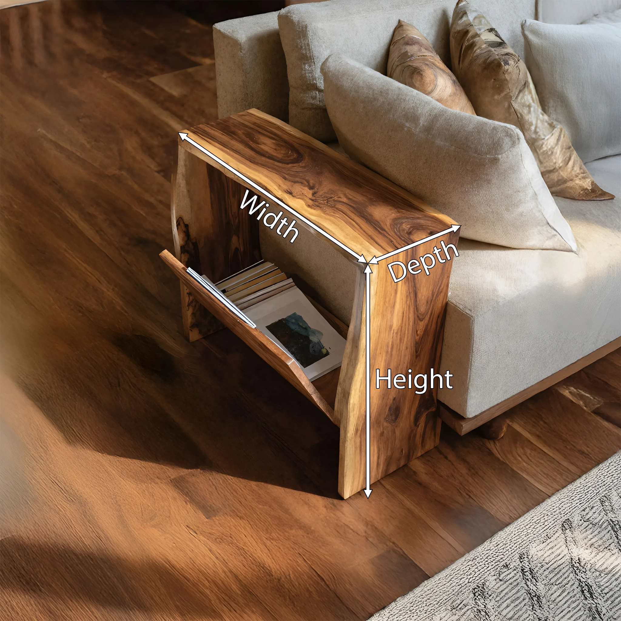 Farmhouse Wooden Side Table For Rustic Home Style