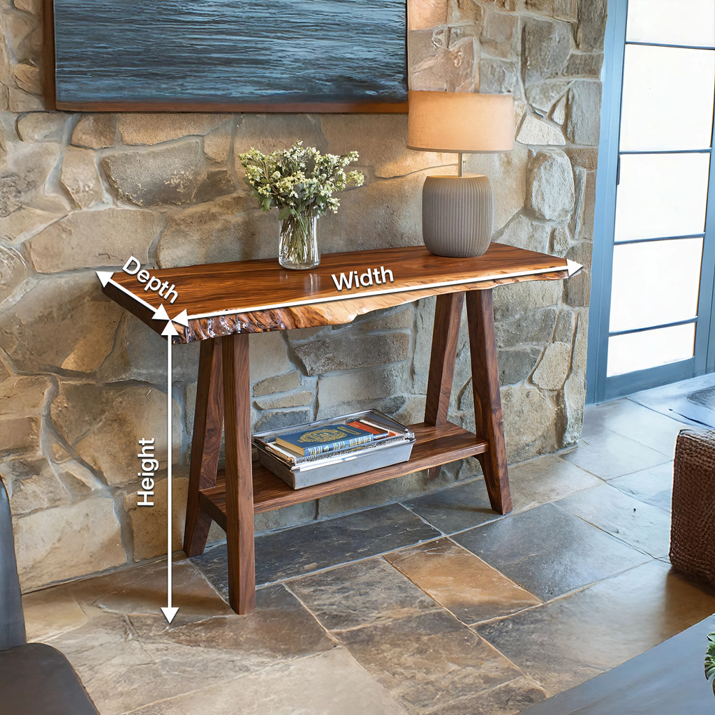 Mid Century Solid Wood Console Table For Furniture Decor