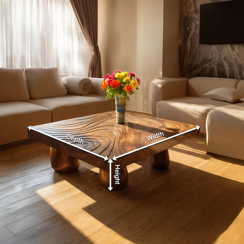Farmhouse Wooden Live Edge Coffee Table For Entryway Design