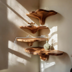 Handcrafted Solid Wood Mushroom Shelf For Entryway And Living Room Decor