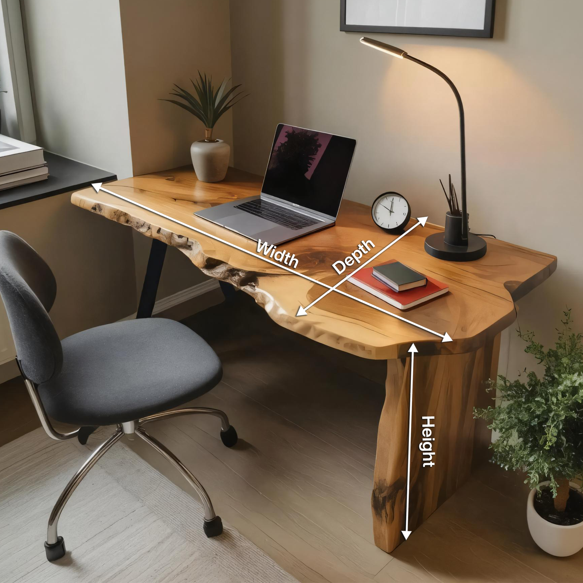 Rustic Office Desk With Live Edge Design For Home Workspace