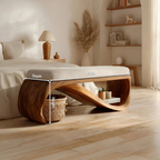 Mid Century Wooden Bench For End-of-Bed Placement