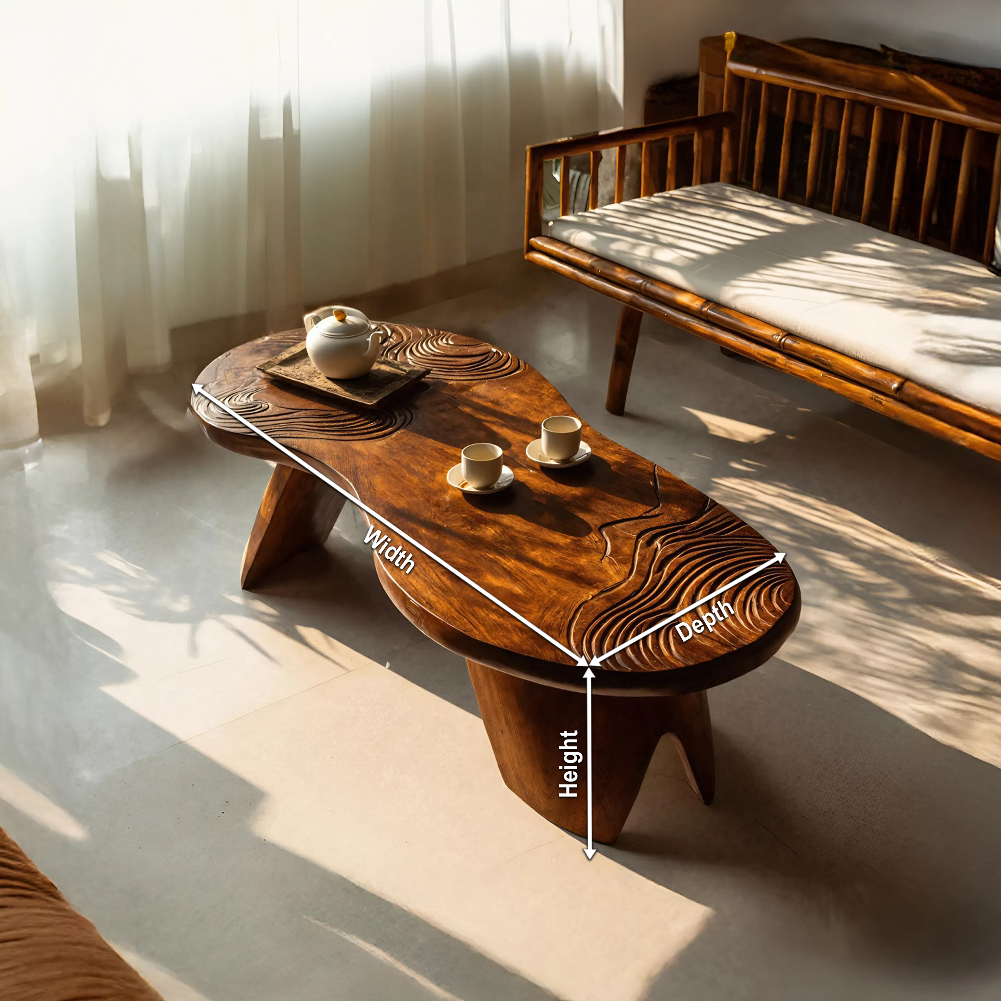 Farmhouse Irregular Abstract Coffee Table For Living Room
