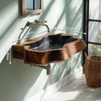 Farmhouse Wall Mounted Wooden Bathroom Sink For Classic Bathroom Design