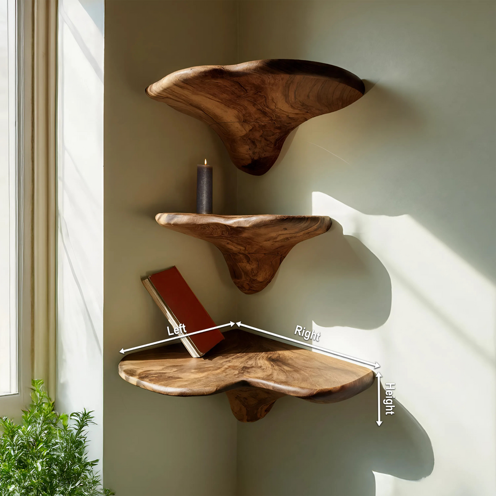 Farmhouse Solid Wood Mushroom Shelf For Living Room And Entryway Decor