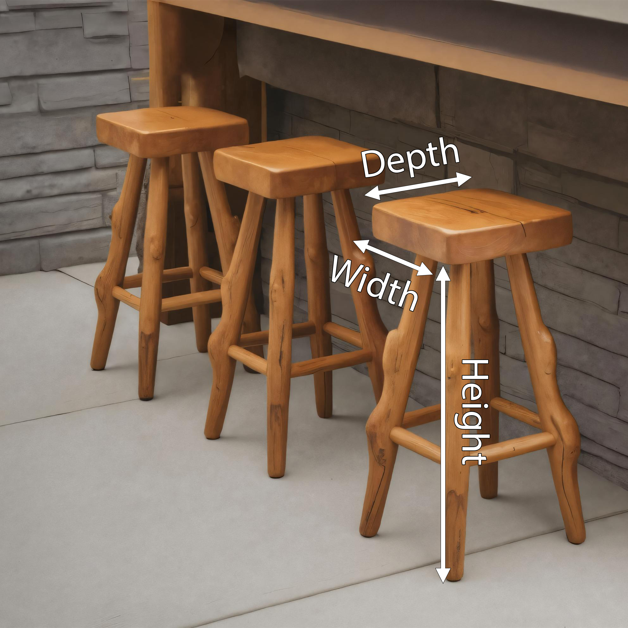 Rustic Handcrafted Bar Stools For Kitchen Or Patio Bar