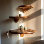 Mid Century Solid Wood Mushroom Shelf For Bedroom And Furniture Decor