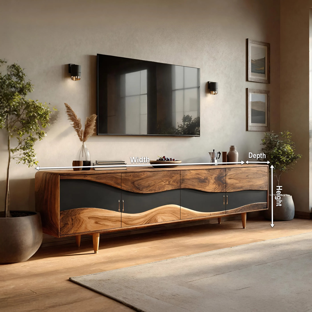 Mid Century Live Edge TV Cabinet For Luxury Living