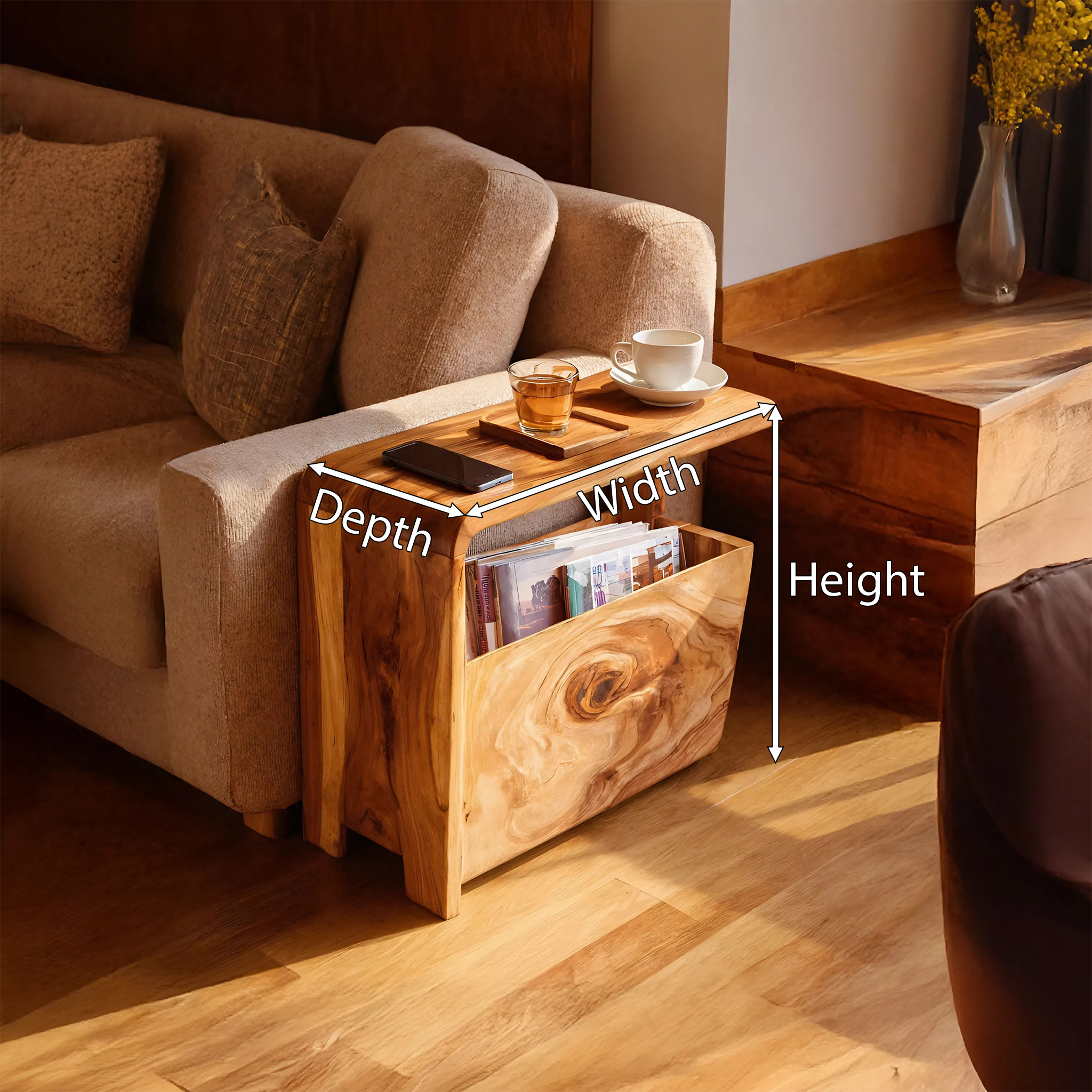 Handcrafted Live Edge Side Table For Elegant Furniture
