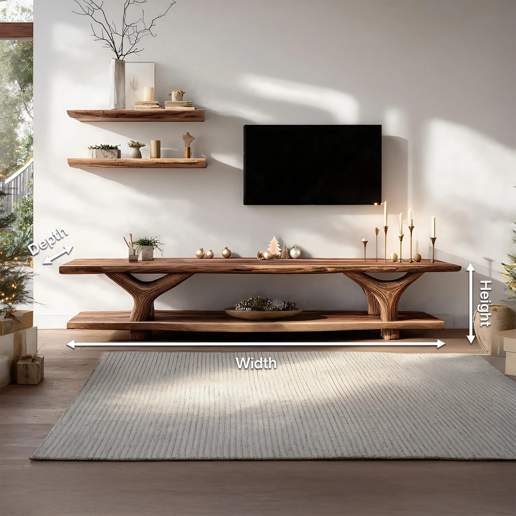 Mid Century Solid Wood TV Console For Christmas Bedroom And Entryway