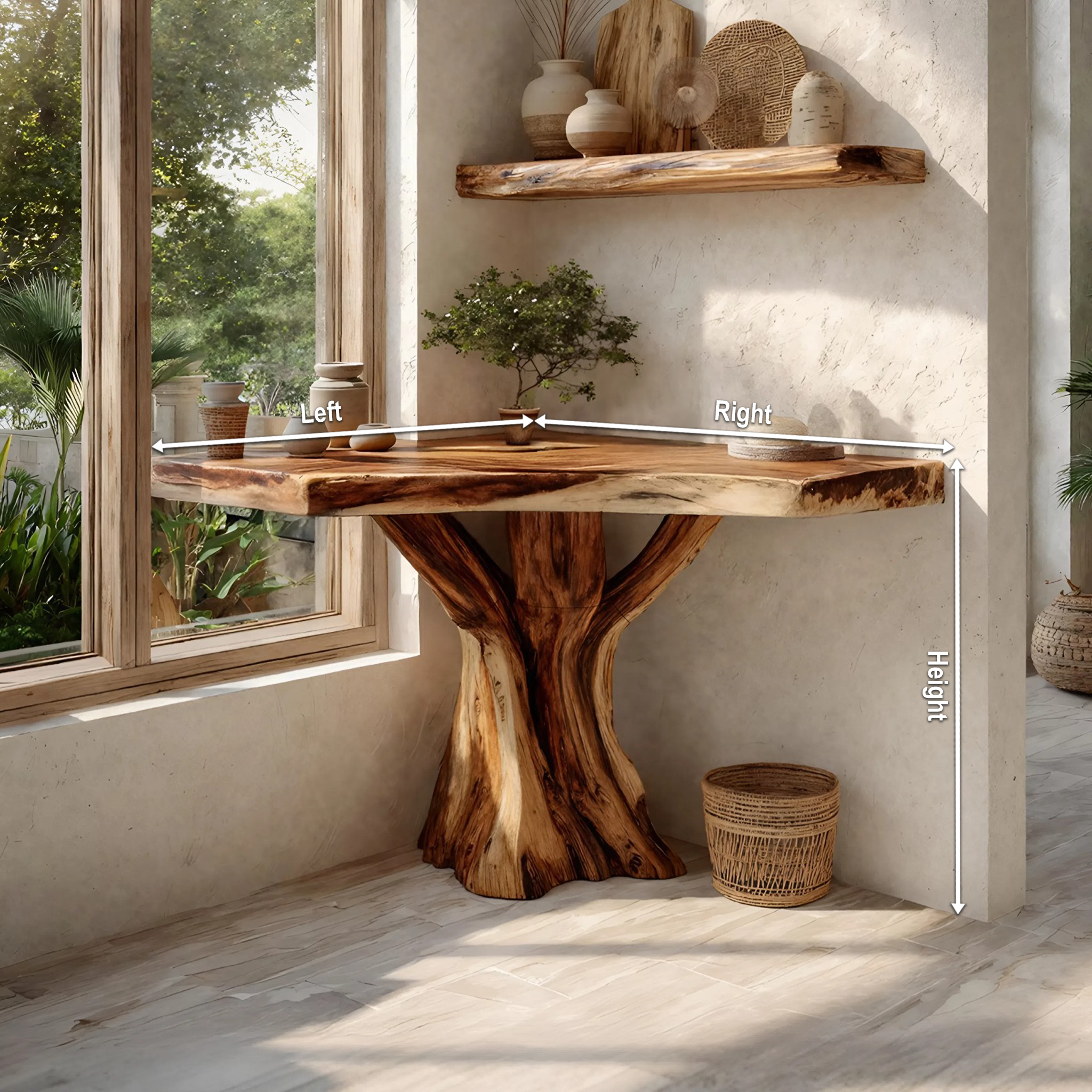 Modern Sculptural Live Edge Console Table For Entryway Furniture