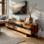 Mid Century Rustic Wooden TV Stand For Living Room