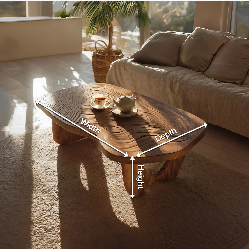 Mid Century Wooden Live Edge Table For Furniture Decor